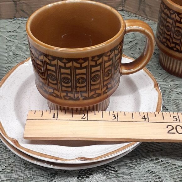 VTG 9 pc HEARTHSIDE Stoneware Dinnerware  BAROGUE Japan  Handpainted - Picture 2 of 10